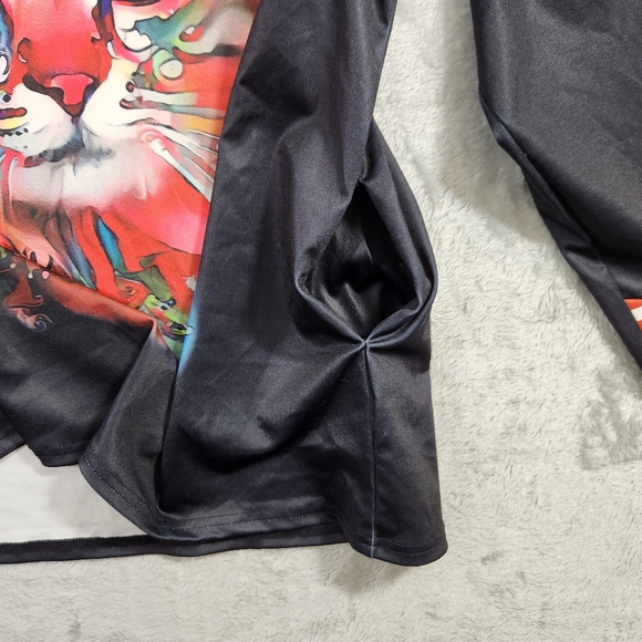 3d colorful hooded cat kitty sweatshirt sz large? Theatrical crazycat lady lover - Picture 8 of 11